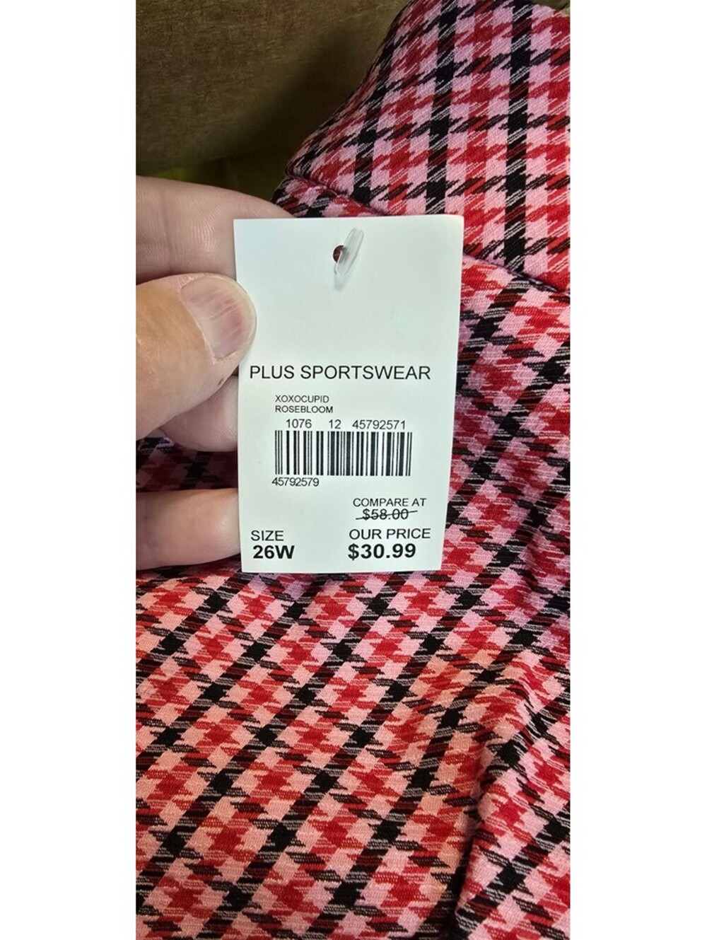 Cato Plus Sportswear Slim Hi-Rise Pants 26W Pink Red Black Houndstooth - Picture 4 of 4